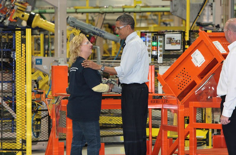 Barak Obama visite l'usine Chrysler Jefferson North de Détroit