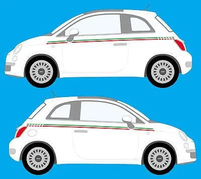 FIAT 500 Drapeau Italien Bande style Stickers Autocollants