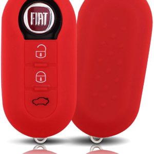 ASARAH Couvercle de clé en Silicone Premium Compatible avec Fiat, Couvercle de Protection pour clés de Voiture, Couvercle pour Type de clé 3BKB-b - Rouge