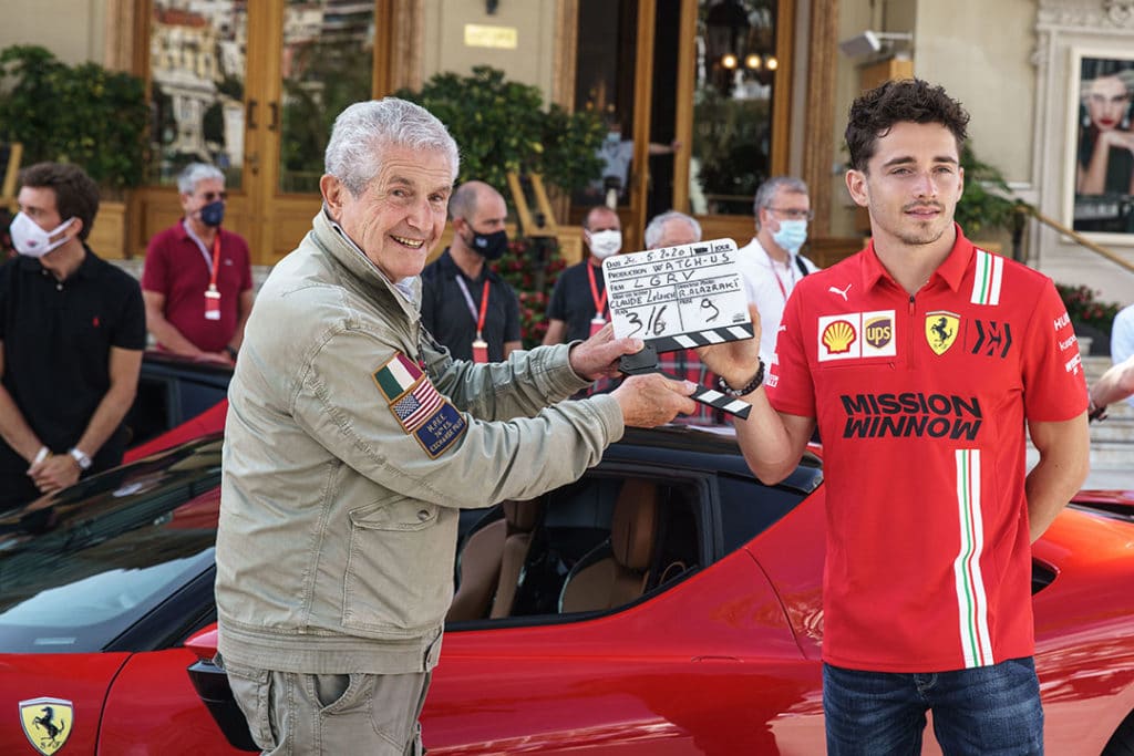 Ferrari donne rendez-vous à Claude Lelouch à Monaco - Tournage "Le grand rendez-vous" - 2020